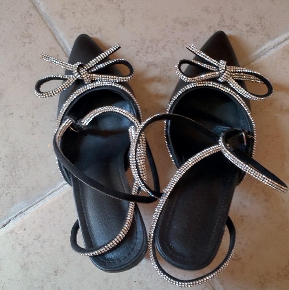 Rhinestone Bow Strappy Heels Pumps Size 36/5.5 - Picture 5 of 16